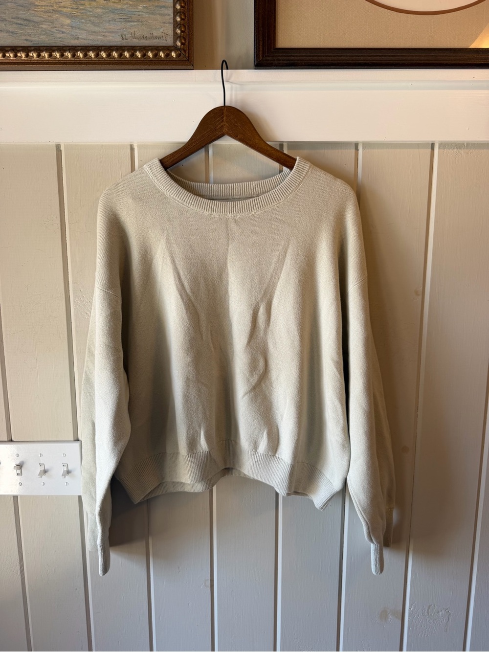 aerie Soft Crewneck Sweater in Light Cream, Size XL